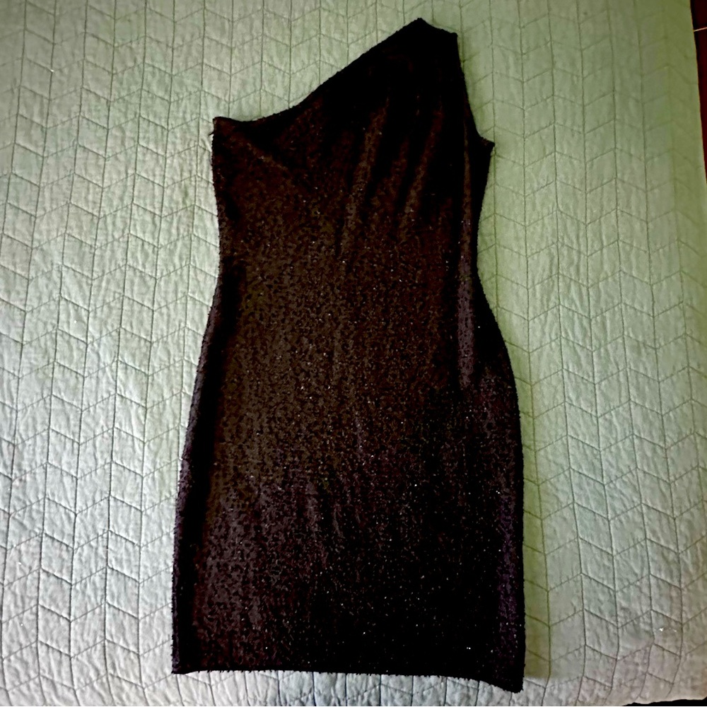 St John - Black Tweed One Shoulder Short dress size 6